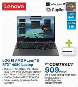 Incredible Connection Lenovo LOQ 15 AMD Ryzen 5 RTX 4050 Laptop offer