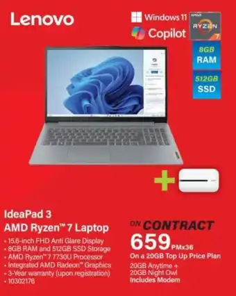 Incredible Connection Lenovo IdeaPad 3 AMD Ryzen 7 Laptop offer