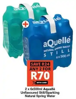 Checkers Aquellé Unflavoured Still/ Sparkling Natural Spring Water offer