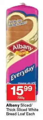 Checkers Albany Sliced/ Thick Sliced White Bread Loaf Each offer