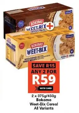 Checkers Bokomo Weet-Bix Cereal All Variants offer