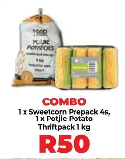 Food Lover's Market COMBO 1 x Sweetcorn Prepack 4s, 1 x Potjie Potato Thriftpack 1 kg offer