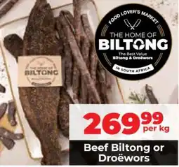 Food Lover's Market Beef Biltong or Droëwors offer