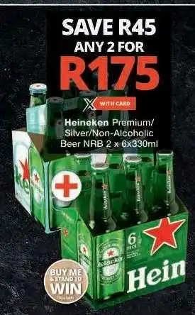 Checkers Heineken Premium/Silver/Non-Alcoholic Beer offer