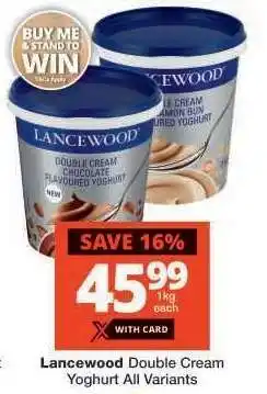 Checkers Lancewood Double Cream Yoghurt offer