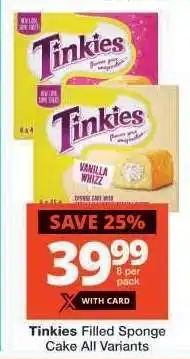 Checkers Tinkies Filled Sponge Cake All Variants offer