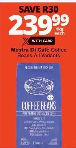 Checkers Mostra di Cafe Coffee Beans All Variants offer