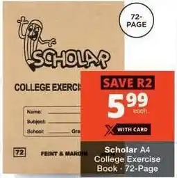 Checkers Scholar A4 College Exercise Book - 72-Page offer