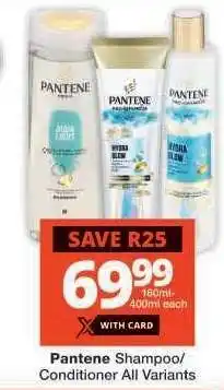 Checkers Pantene Shampoo / Conditioner offer