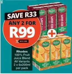 Checkers RHODES 100% FRUIT JUICE BLEND offer