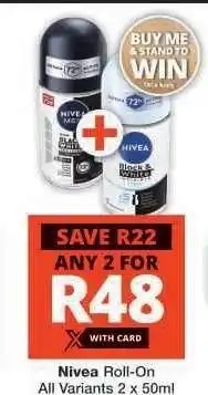 Checkers NIVEA Roll-On offer