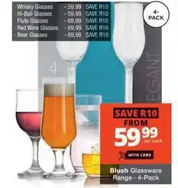 Checkers Blush Glassware Range - 4-Pack offer
