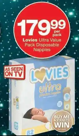 Checkers LOVIES ULTRA VALUE PACK DISPOSABLE NAPPIES offer