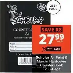 Checkers Scholar A4 Feint & Margin Hardcover Counter Book offer