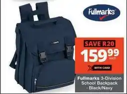 Checkers Fullmarks 3-Division School Backpack offer