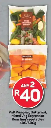 Pick n Pay PnP Pumpkin, Butternut, Mixed Veg Express or Roasting Vegetables offer