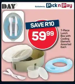 Pick n Pay 7-Piece Lunch Box with Cooling Element Assorted Each offer