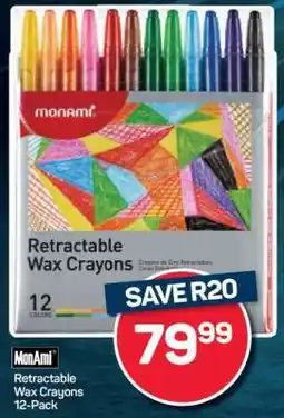 Pick n Pay Monami Retractable Wax Crayons 12 Pack offer