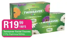 Take 'n Pay Twinsaver Facial Tissues 2 Ply Rainbow/ White offer
