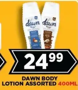 Goal Supermarket Dawn body lotion assorted offer