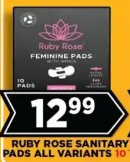 Goal Supermarket Ruby rose sanitary pads all variants offer