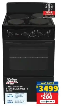 Russells Univa 3 plate plug in stove black offer