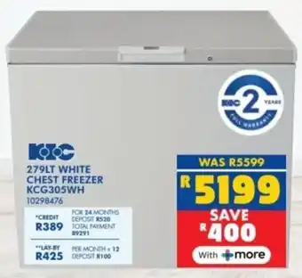 Russells KIC white chest freezer offer