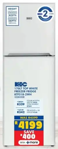 Russells KIC top white freezer fridge offer