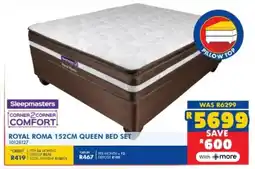 Russells Sleepmasters royal roma queen bed set offer