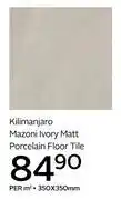 CTM Kilimanjaro Mazoni Ivory Matt Porcelain Floor Tile 350x350mm-Per Sqm offer