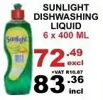 Arrow Cash And Carry Sunlight Dishwashing Liquid 6 x 400ml offer
