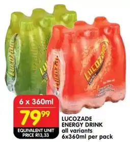 Shoprite Liquor Lucozade energy drink all variants offer