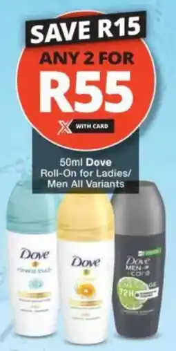 Checkers Dove Roll-On for Ladies/ Men All Variants offer