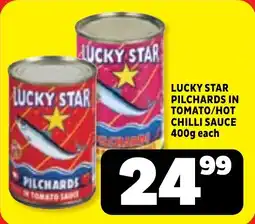 Usave Lucky star pilchards in tomato/ hot chilli sauce offer