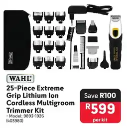 Makro WAHL Extreme Grip Lithium lon Cordless Multigroom Trimmer Kit offer