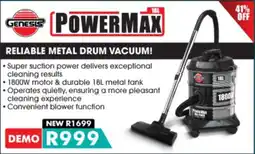 Verimark Genesis Powermax Reliable Metal Drum Vacuum offer