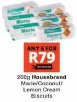 Checkers Housebrand Marie/ Coconut/ Lemon Cream Biscuits offer