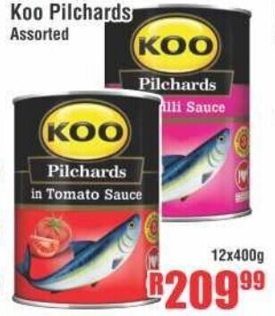 Devland Cash And Carry Koo Pilchards Assorted 12x400g offer