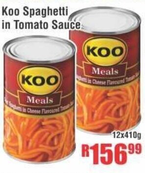 Devland Cash And Carry Koo Spaghetti in Tomato Sauce 12 x 410g offer