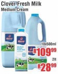 Devland Cash And Carry Clover Fresh Milk Medium Cream 10x500ml offer