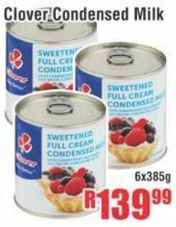Devland Cash And Carry Clover Condensed Milk 6x385g offer