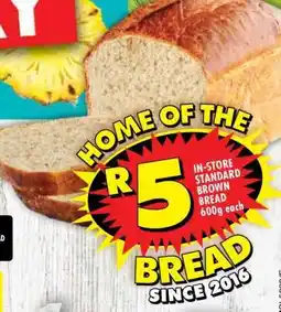 Shoprite IN-STORE STANDARD BROWN BREAD 600g offer