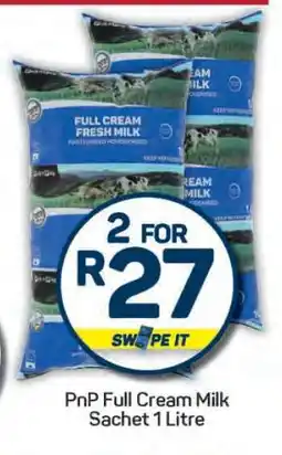 Pick n Pay Hypermarket PnP Full Cream Milk Sachet 1 Litre offer