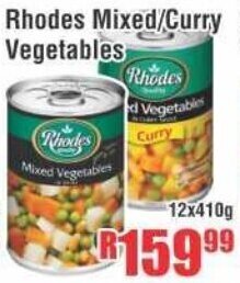 Devland Cash And Carry Rhodes Mixed/Curry Vegetables 12x410g offer