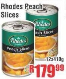 Devland Cash And Carry Rhodes Peach Slices 12x410g offer