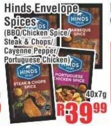 Hinds Envelope Spices 40x7g