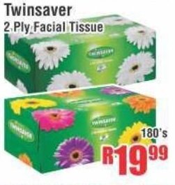 Devland Cash And Carry Twinsaver 2 Ply Facial Tissue 180's offer
