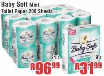 Devland Cash And Carry Baby Soft Mini Toilet Paper 200 Sheets 9's offer