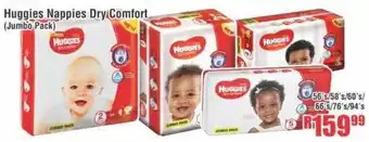 Huggies Nappies Dry Comfort 56's/58's/60's/66's/76's/94's