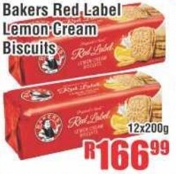 Devland Cash And Carry Bakers Red Label Lemon Cream Biscuits 12x200g offer